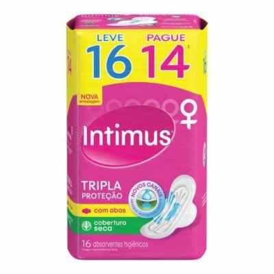 Absorvente Intimus Tripla Proteção Cobertura Seca com Abas com 16 unidades