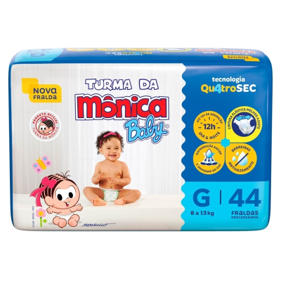 Fralda Turma da Mônica Baby Mega G 44 Unidades