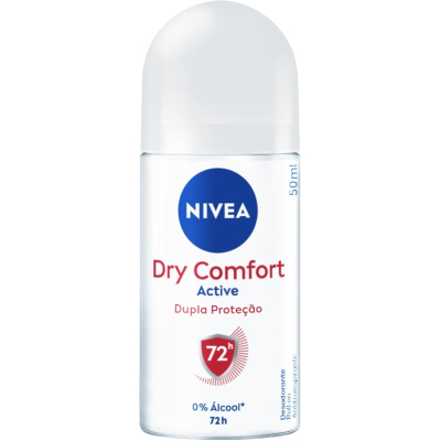 Desodorante Antitranspirante Roll-On Nivea Active Dry Comfort Feminino 72h Sem Álcool 50ml